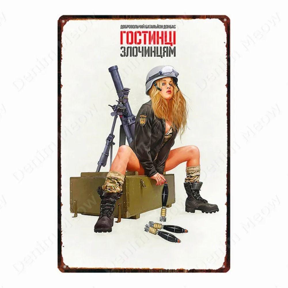 Russian Text Vintage Poster Girls Metal Tin Sign Home Bar Decor