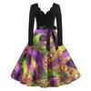 Women's Casual Fashion V Neck Long Sleeve Printed Vintage Long Dress