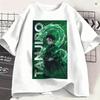 Kamado Tanjiro Tshirt Summer Demon Slayered Trendy Cool Tshirts Male 100 Cotton O Neck Plus Size Top Tees Short Sleeves