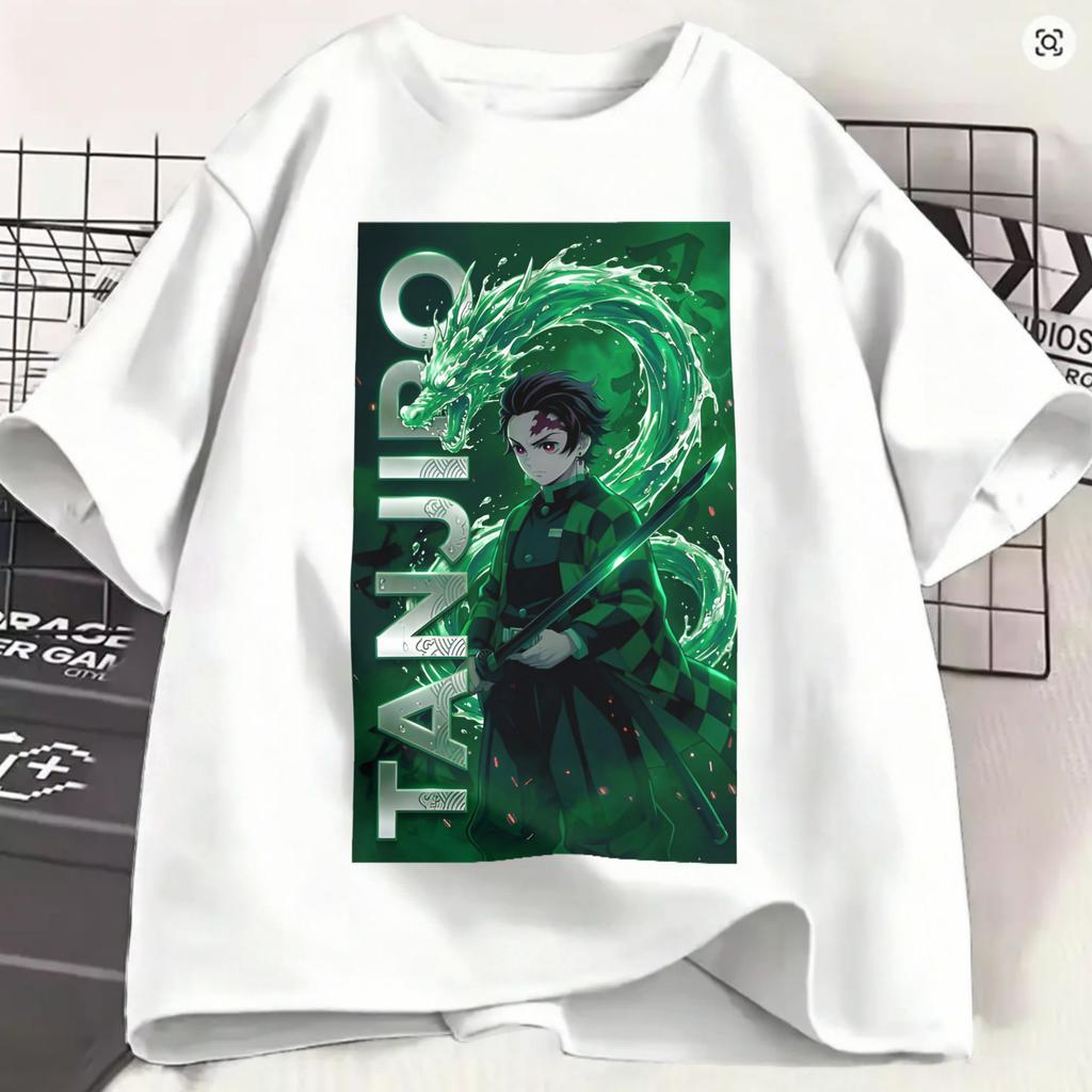 Kamado Tanjiro Tshirt Summer Demon Slayered Trendy Cool Tshirts Male 100 Cotton O Neck Plus Size Top Tees Short Sleeves