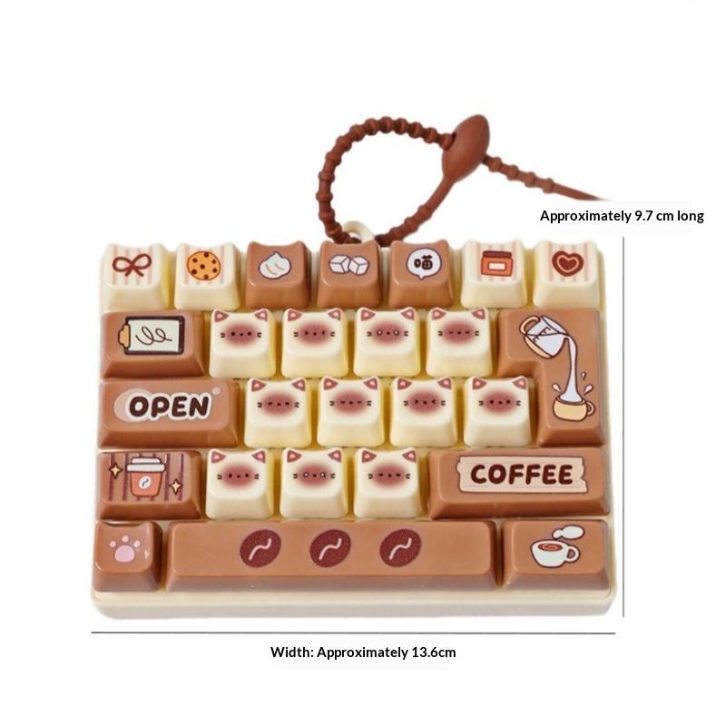 Kawaii Cat Pudding Decompression 26-Key Keyboard Cartoon Fidget Clicker Backpack Pendant for Girls Bag Accessories