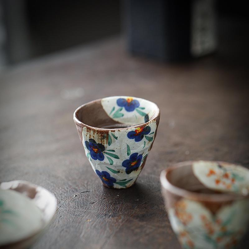 Ručně kreslený starý kamenný keramický šálek čaje Shibayaki kung-fu čajová sada Vintage hrubá keramika šálek na čaj kreativní čínský šálek