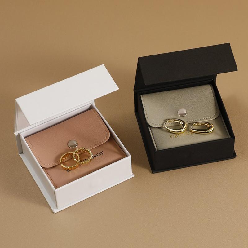 Pu-Ledertaschen-Set Klappdeckel-Papier-Schmuckschatulle Aufbewahrung für Halsketten, Armbänder, Ohrringe Geschenkbox High-End-Schmuckorganizer
