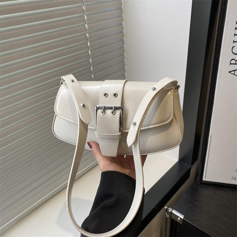 Handheld handbag women's spring and summer new fashion retro simple belt buckle women's shoulder armpit bag