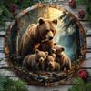Iron Bear Family Wall Art Rustic Wilderness Print Metal Art Decor Indoor Outdoor Home Bar Cafe Office