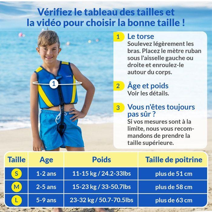 Limmys Gilet de Natation en Néoprène Premium - Gilet de Sauvetage pour Enfants - 8 Flotteurs Amovibles - Bleu Royal - Grand