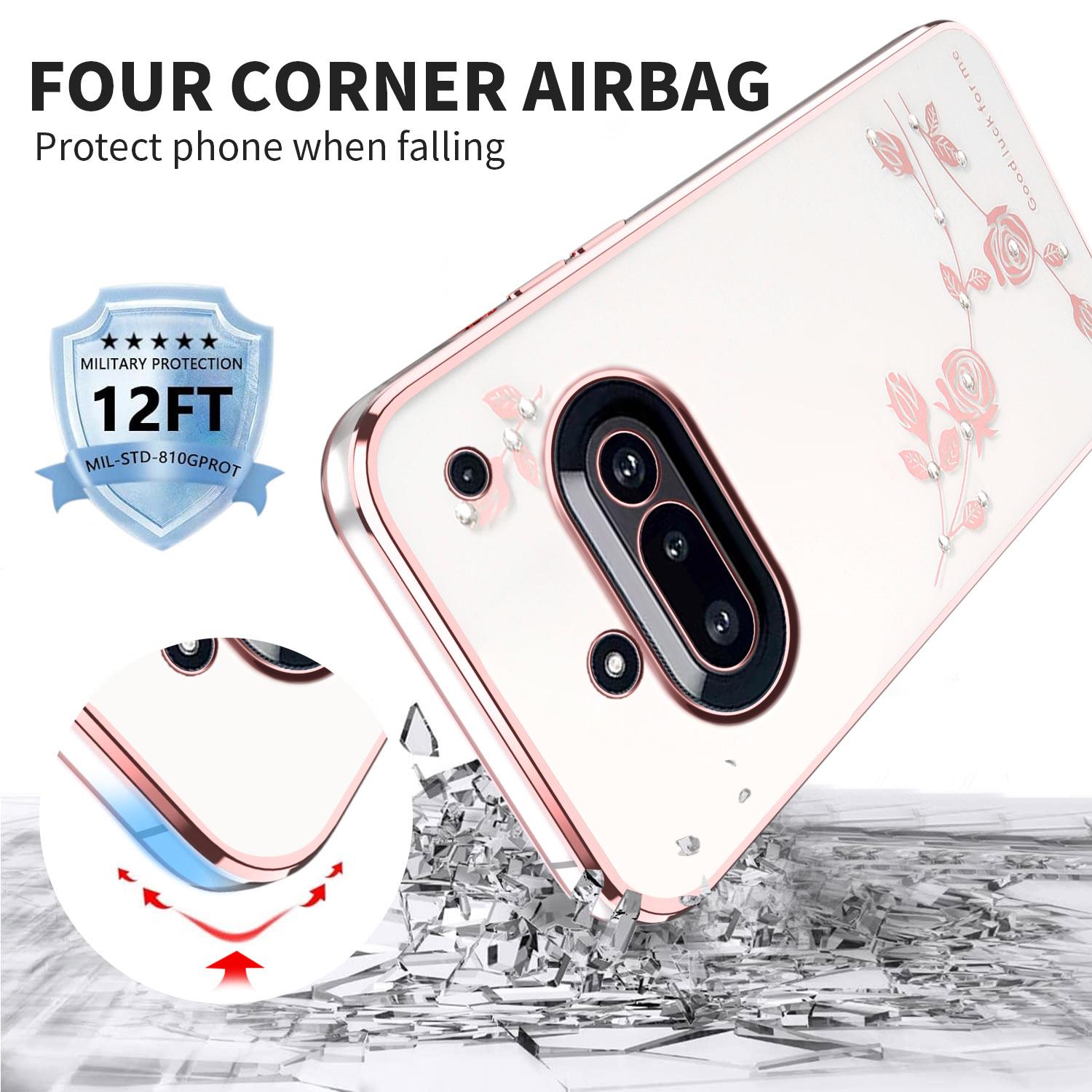 

For Nothing Phone (3a) Case Flower Rhinestone Decor TPU Phone Cover Purple