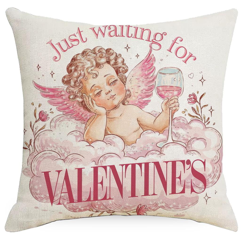 Nowa Poszewka na Poduszkę Walentynkową Anioł Skrzydła Miłości Nadruk Dekoracja Świąteczna Poszewka na Poduszkę Sofa
