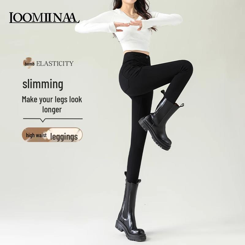 

Women s Black High-Waist Skinny Leggings - Versatile Spring/Autumn Pencil Pants M, 96-105 jin