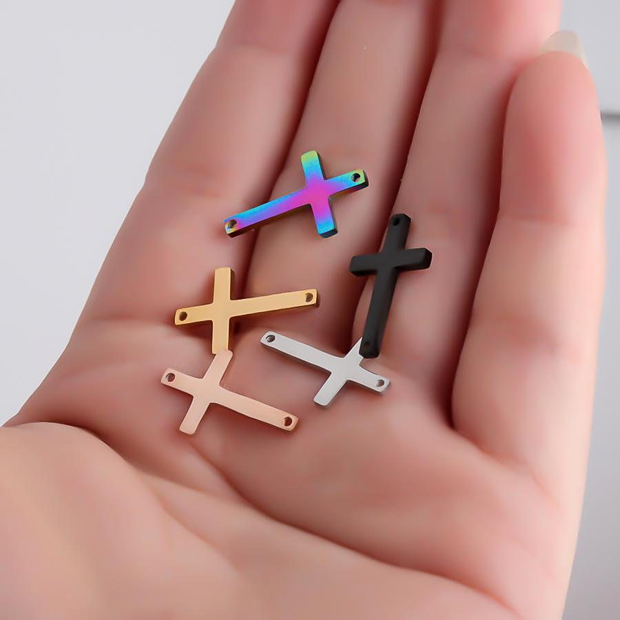 Semitree 5 Stück/Los Edelstahl Kreuz Armband Verbinder Halskette Anhänger DIY Schmuckherstellung Handgefertigte Accessoires