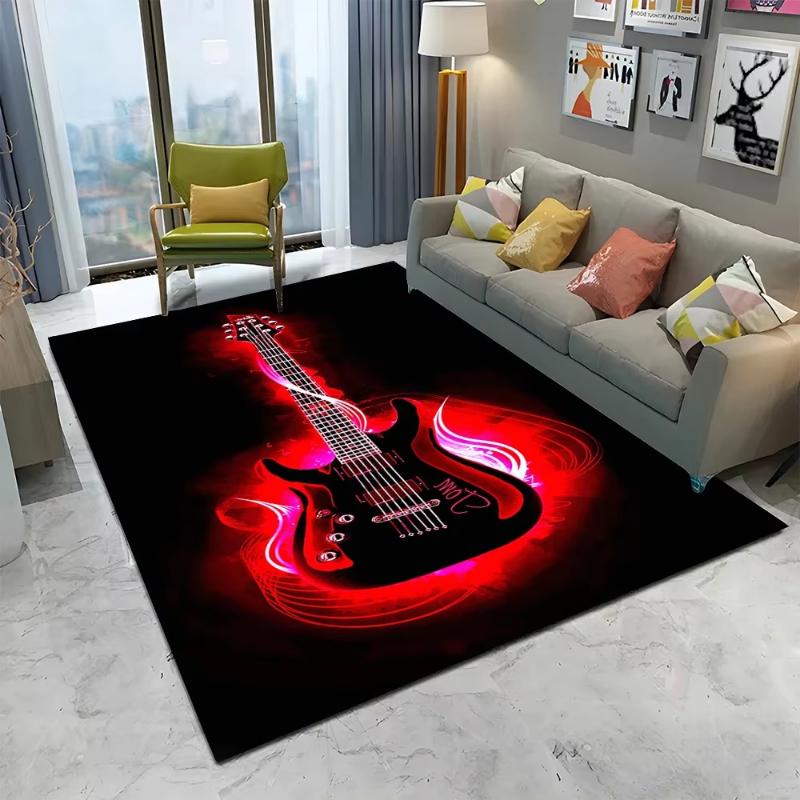 Electric Guitar Carpet Living Room Bedroom Music Room Rug Cool Teen Decor Non Slip Floor Mat Home Doormat Gift