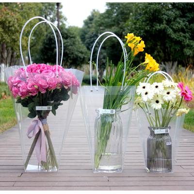 Plastic Flower Gift Packing Box with Handle Wedding Party Decor Brand New Clear Tote Bag