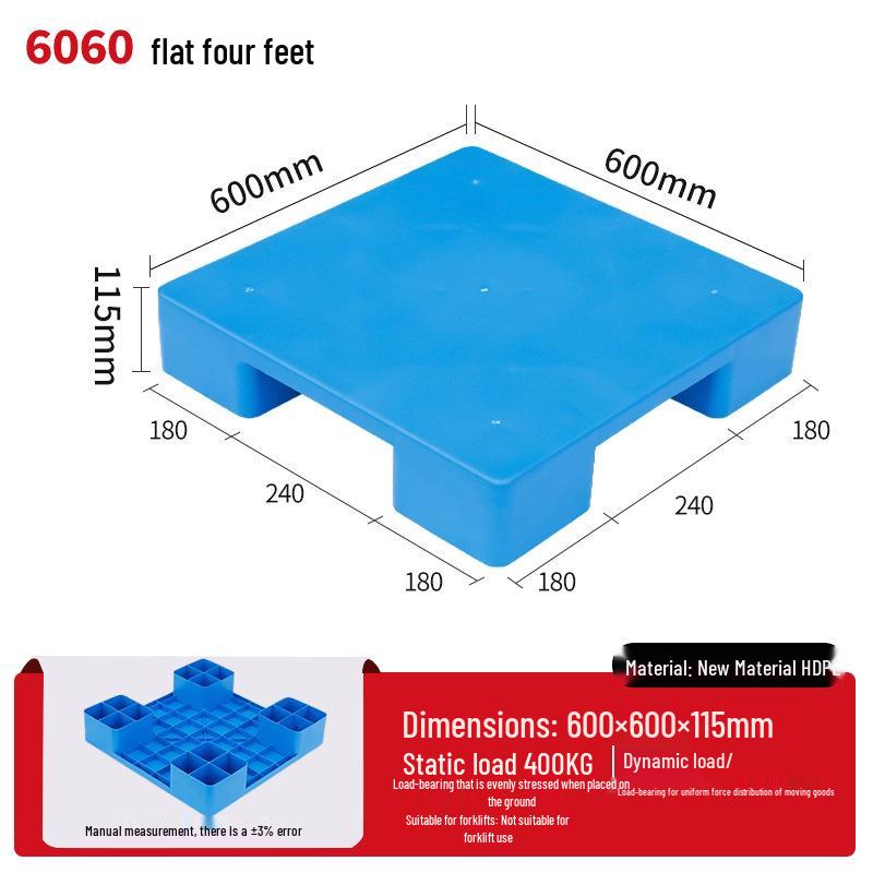 Warehouse Grid Plastic Pallet: Thickened Moisture-Proof Single-Sided Floor Mat for Logistics.