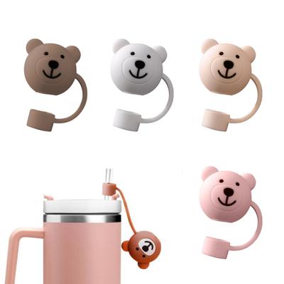 Stroh Abdeckung Cartoon Bär-förmigen Silikon Stroh Deckel Wiederverwendbare Staub-proof Stroh Stecker für Home Party Dekoration