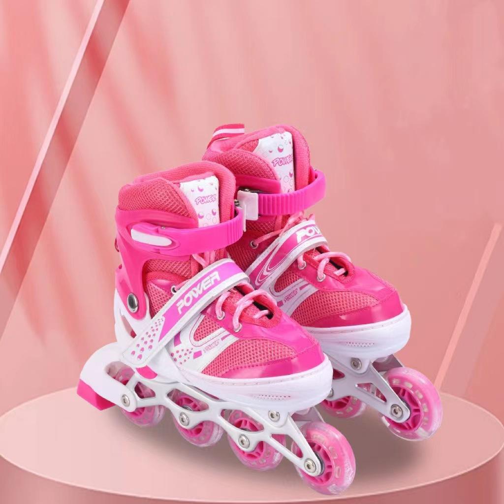 Beginner Kinderen Jongens Meisjes Verstelbare Rolschaatsen PVC Enkele Rij Volwassen Katrol Rechte Rij Rolschaatsen S size 31-34