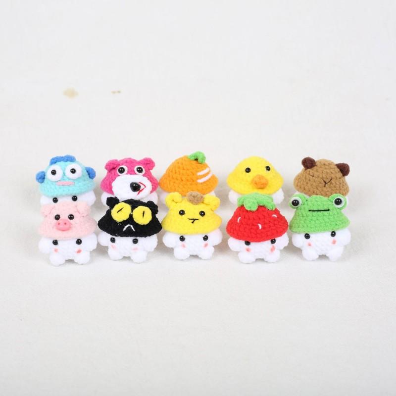 Mini Cartoon Animal Doll Series Crochet Keychain Funny Little Sprite Doll Knitted Keyrings Wholesale Handmake Crochet Keyrings