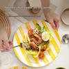 Yellow Stripe Ceramic Dinner Plate Set