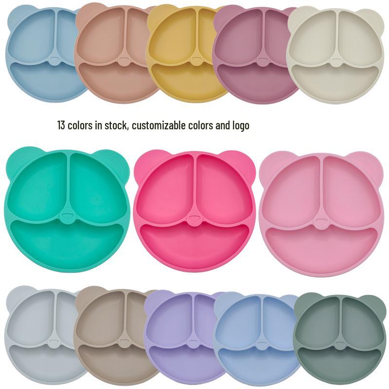 Silicone Bear Ears 3-Compartment Suction Plate for Kids