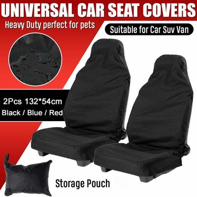 Univerzální Heavy Duty potahy předních sedadel Car Van Black Vodotěsné chrániče 2ks