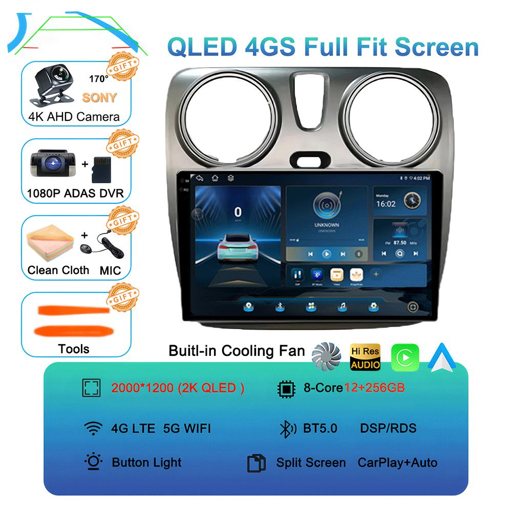 Android 14 Carplay Auto WIFI+4G For Renault Lodgy Dacia Dokker 2012-2020 Video Player Car Radio Multimedia Navigation GPS Stereo