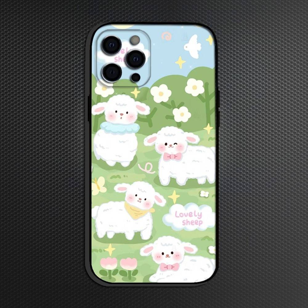 Little Sheep Phone Case For iPhone 16,15,14,13,12,11 Plus,Pro Max, Others Soft Black Cover