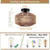 Natural Rattan Ceiling Light Chandelier Hanging E27 Lamp Handmade Fixture Weaving Home Living Room Decor Ceiling Pendant Light