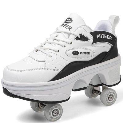 Kids Wheels Sneakers with On Double Wheels Boy Girl Roller Sneakers Roller Shoes Deformation Shoes Roller Skate Shoes