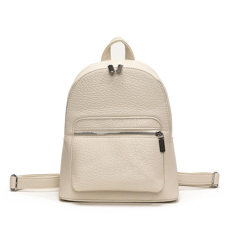 Retro Small Backpack for Class Commuting Backpack Fashionable and Versatile Solid Color Simple Women's Bag
