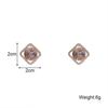Lila runder Kristall in quadratischen Damen-Ohrsteckern Gebogenes hohles rhombisches geometrisches Statement kleiner Ohrring oreilles femmes