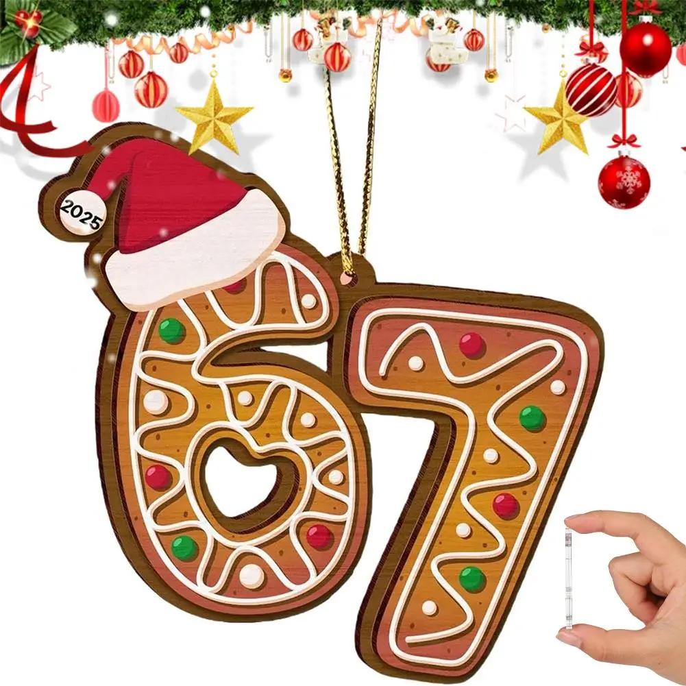 

2D 2025 Funny 67 Meme Gingerbread Christmas Ornament Acrylic Keepsake Gift For Grandchildren & TeensTrend Holiday Tree Deco Q8K5