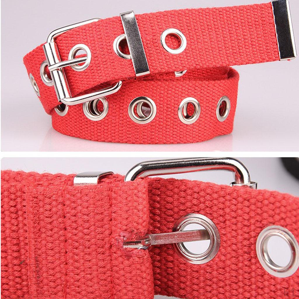 Braided Waist Belt Woven Fabric Studded Eyelet Grommet For Men