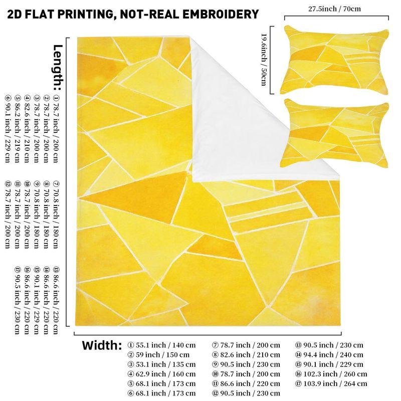 Housse de couette taie d'oreiller 3 pièces Literie Jaune Polygone Géométrique Abstrait Style Décoratif Motif,Lavable,Durable