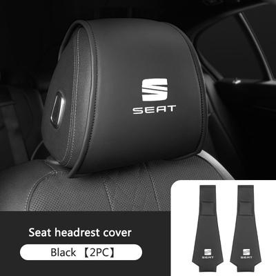Leather Car Headrest Cover Front Rear Pillow Protective Set For Seat FR Ibiza Leon Cupra Alhambra Auto Interior Accessories