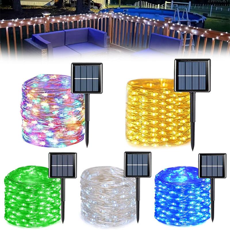 Solar Rope Strip Light Fairy String Garden Christmas Decoration Garland Xmas Solar Rope String Light Fairy Strip 32M/22M/12M/7M