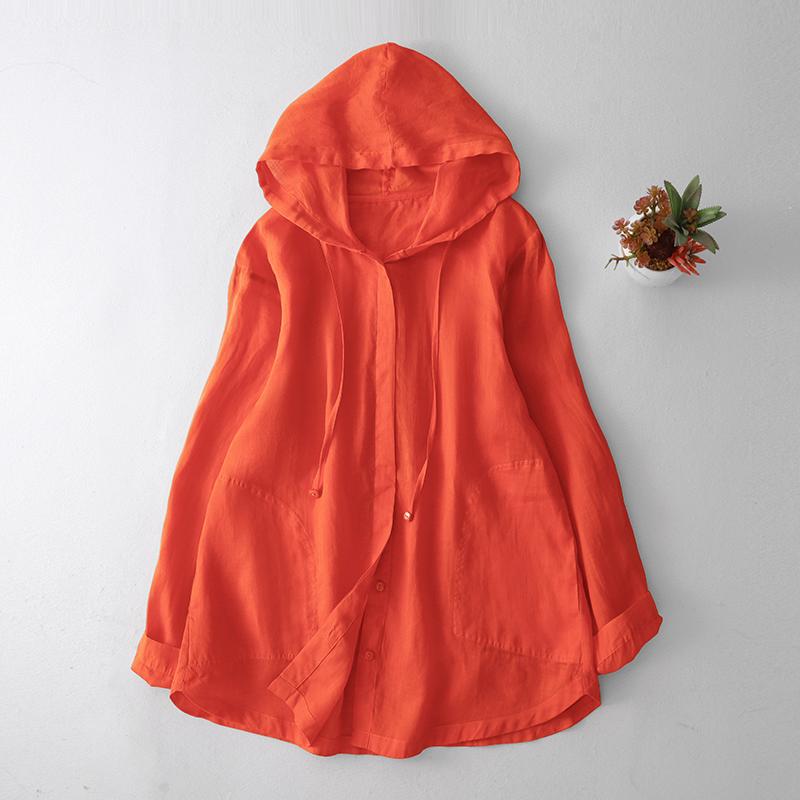 

DIMANAF 2025 Женское летнее пальто больших размеров с длинным рукавом и пуговицами Кардиган Льняной тонкий свободный новый пиджак L