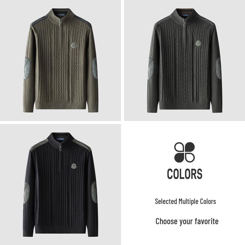 MONTAGUT Men's Pure Wool Half-High Collar Sweater