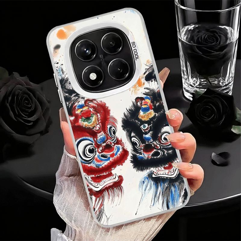 

Ударопрочный чехол для телефона Xiaomi Redmi Note 15 14 13 12 Pro Plus 11 11S 11T 5G с рисунком «Танец льва» в стиле рисования тушью, защитный от падений Fundas Redmi Note 10 Pro 4G