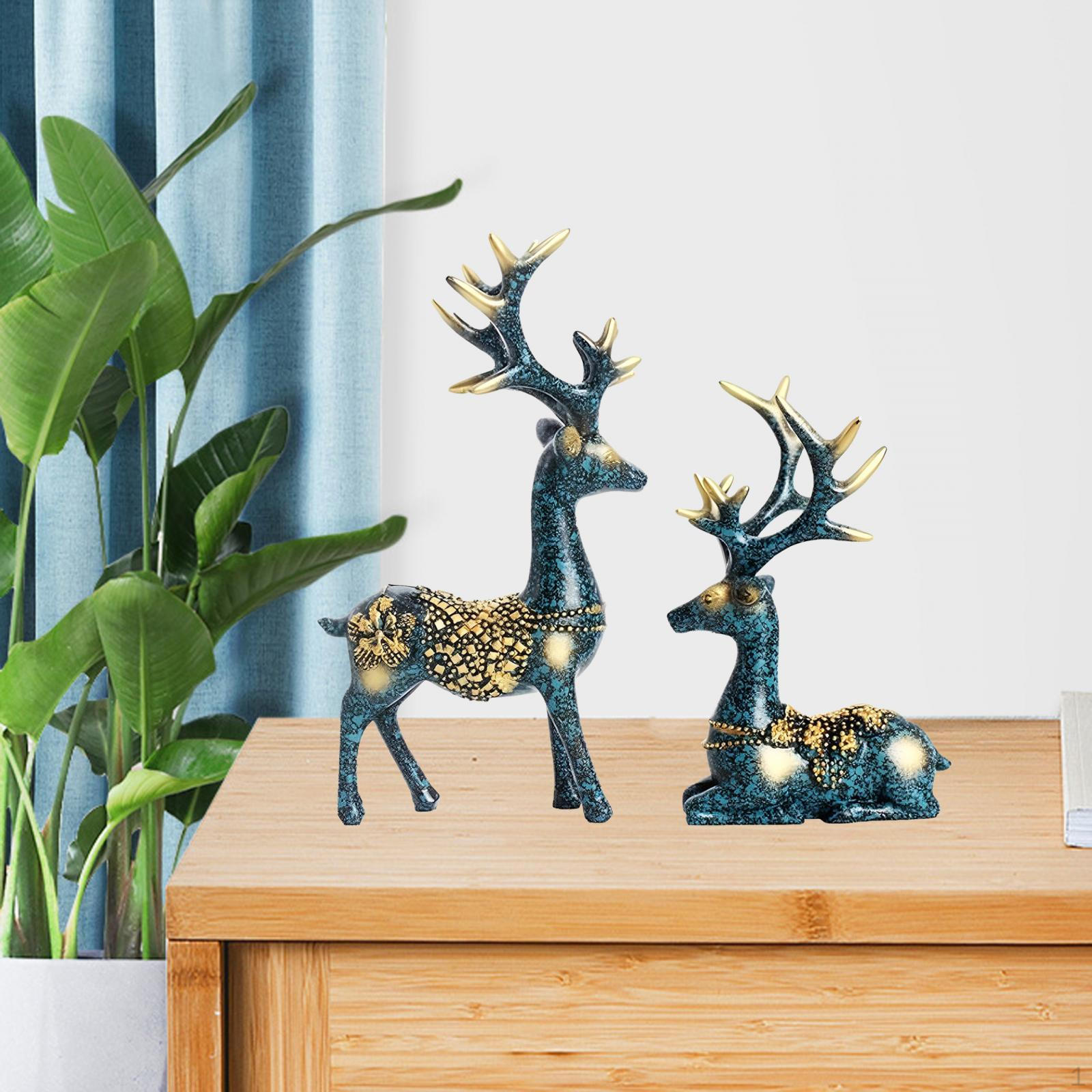 

Art Decor Deer Decorations, Couple Ornaments Home Decoration Elk Figurine Ornament for