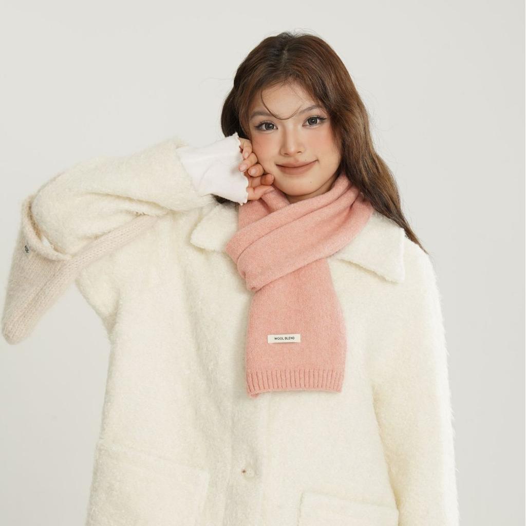New Winter Women's Wool Blended Scarf Solid Color Knitted Versatile Fashionable Fresh Warm Thickened Scarf