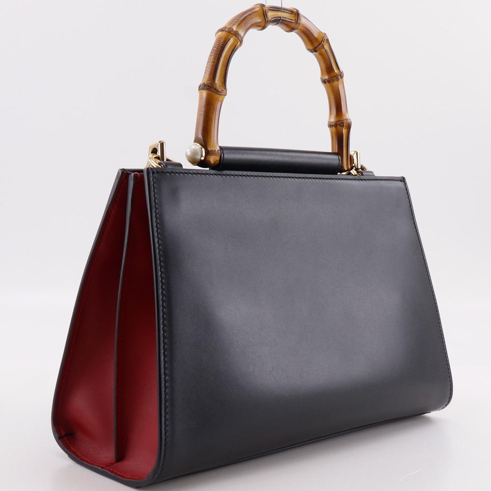 GUCCI Nim Fair Bamboo Handbag 459076 2WAYShoulder black Calfskin Women Used