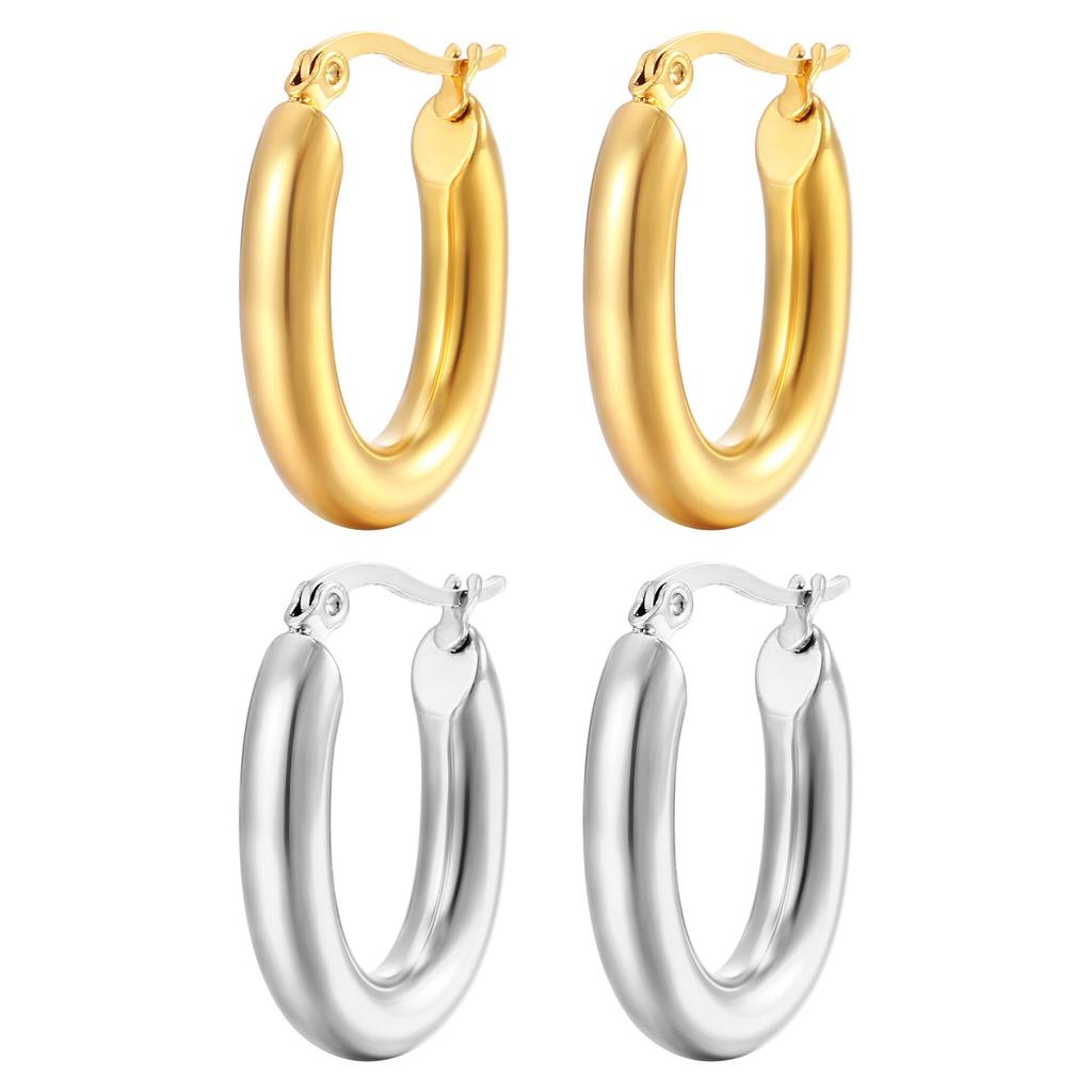 Stainless Steel Minimalist Round Hoop Earrings for Women