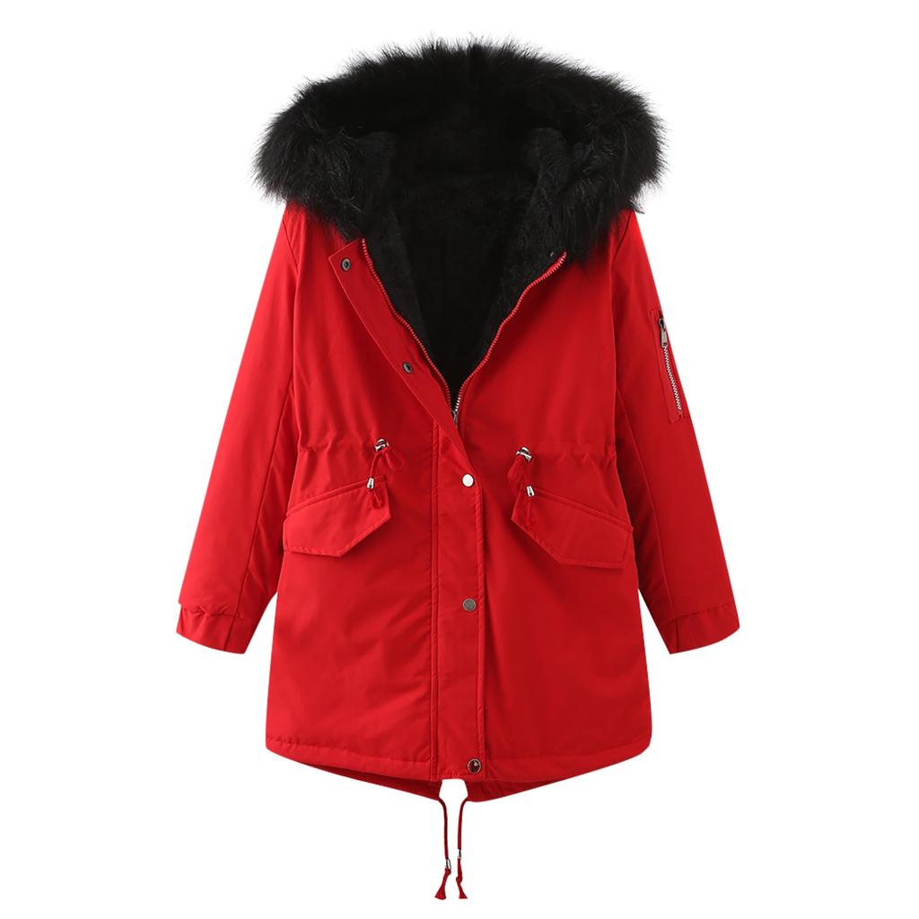 Dame uformelle varm jakke hettejakke Slank vinter pluss fløyel bomullsjakke