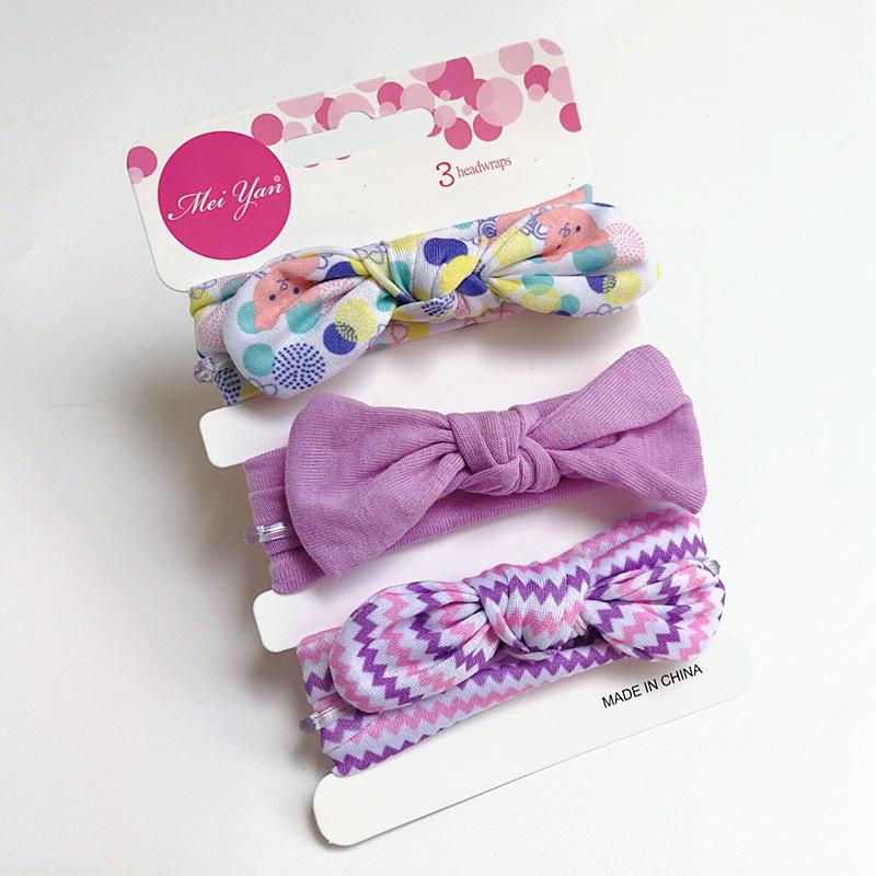European & American Kids' Rabbit Ears Headband Set: 3-Piece Infant Bow Hair Accessories for Boys & Girls