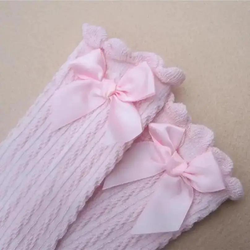1 Pair Children's Leg Warm Socks Bowknot Bubble Mouth High Tube Knee High Thin Section No Heel Pods Baby Clothing Accessories