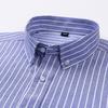 New Pure Cotton Business Men Oxford Shirt Long Sleeve Casual Plaid Striped with Chest Pocket Non-iron Autumn Spring