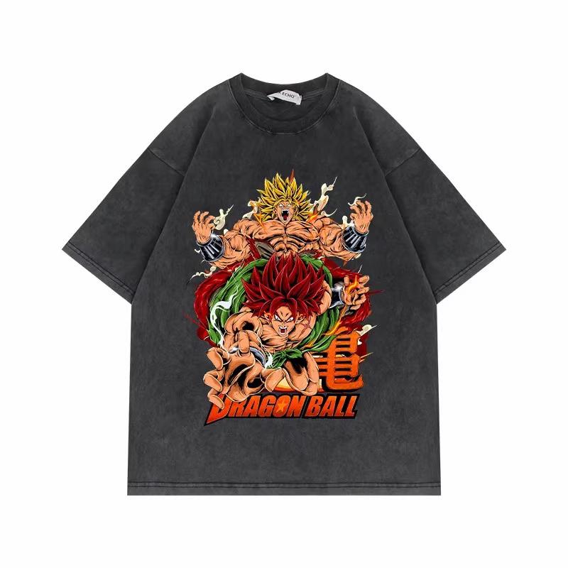 Dragon Ball Z Vegeta Super Saiyan Printed Tshirt Mens and Womens Washed Tshirt High Quality Vintage Cotton Tshirt Tops