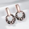 Shiny Natural Zircon Leopard Print Drop Earrings For Women Unique  Rose Gold And Black Plating Daily Fine Jewelry