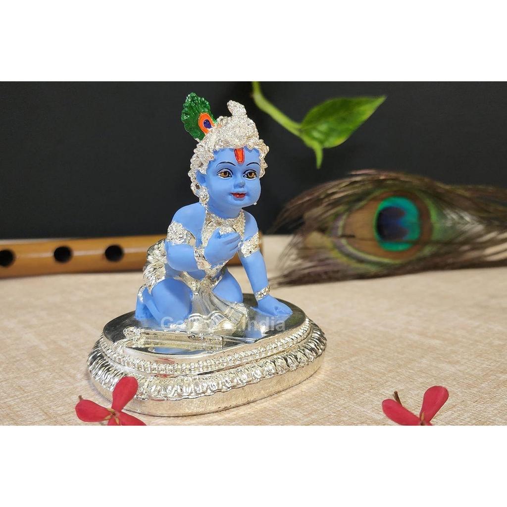 Ceramic Krishna Idol Standing Krishna Playing Basuri | Flute | Kanah JI Statue Hindu God Religious Idol Krishan Figurine for Pooja & Gifting