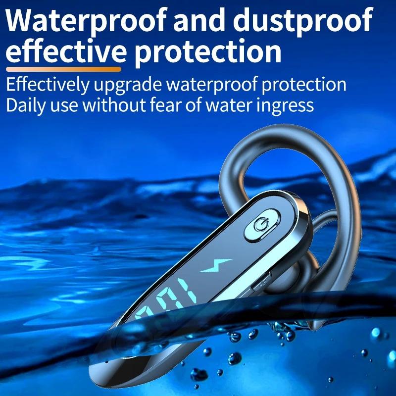 Bluetooth 6.0 Business Wireless Headphone Ear Hook Earphone 270° Rotation LED Display HIFI Stereo Noise Reduction Headset Sport Game Earbud