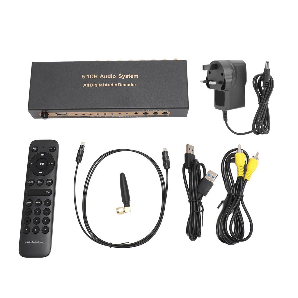 Convertisseur Décodeur Son 100-240V Système Décodeur Son Analogique Optique Coaxial Interface Multimédia HD 4K pour Cinéma Maison
